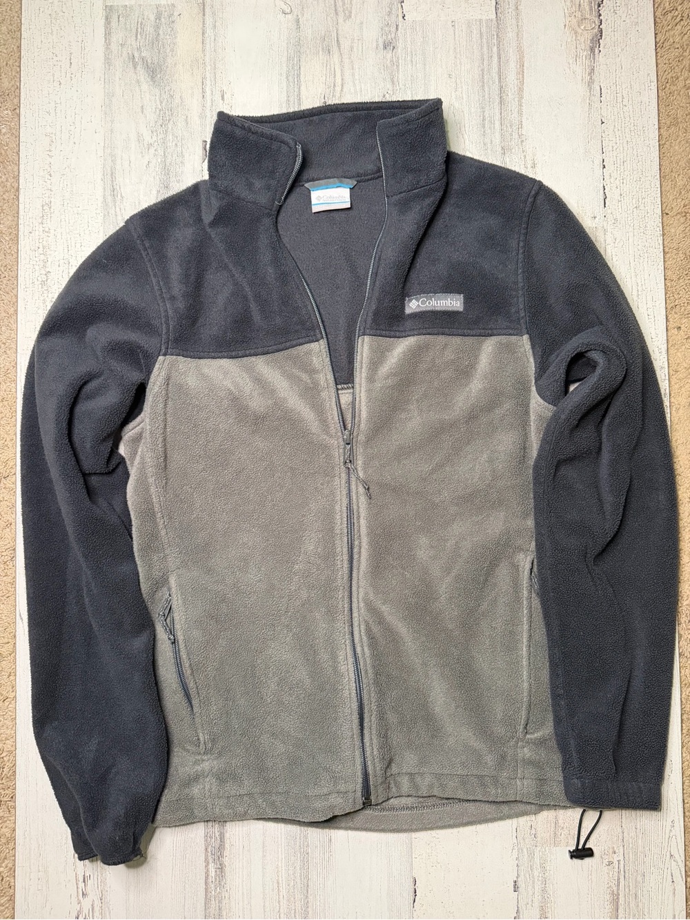 Columbia Men’s S Gray Black Full Zip Fleece Jacket Zip Pockets